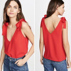 Amanda Uprichard Josephina Top - Size M - Lipstick Red/Pink